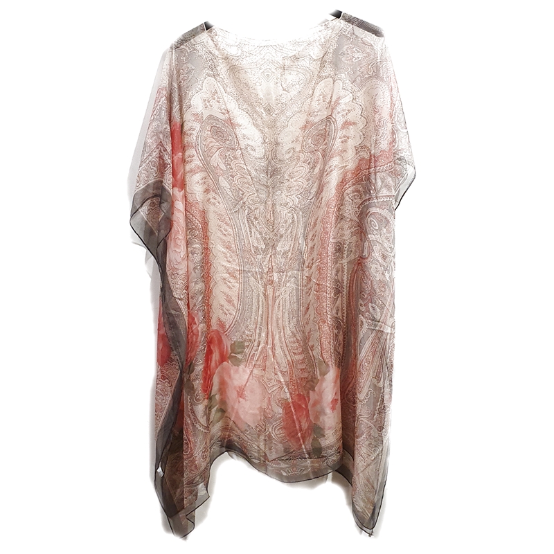 Prosojni pončo za na plažo sivo-ciklam