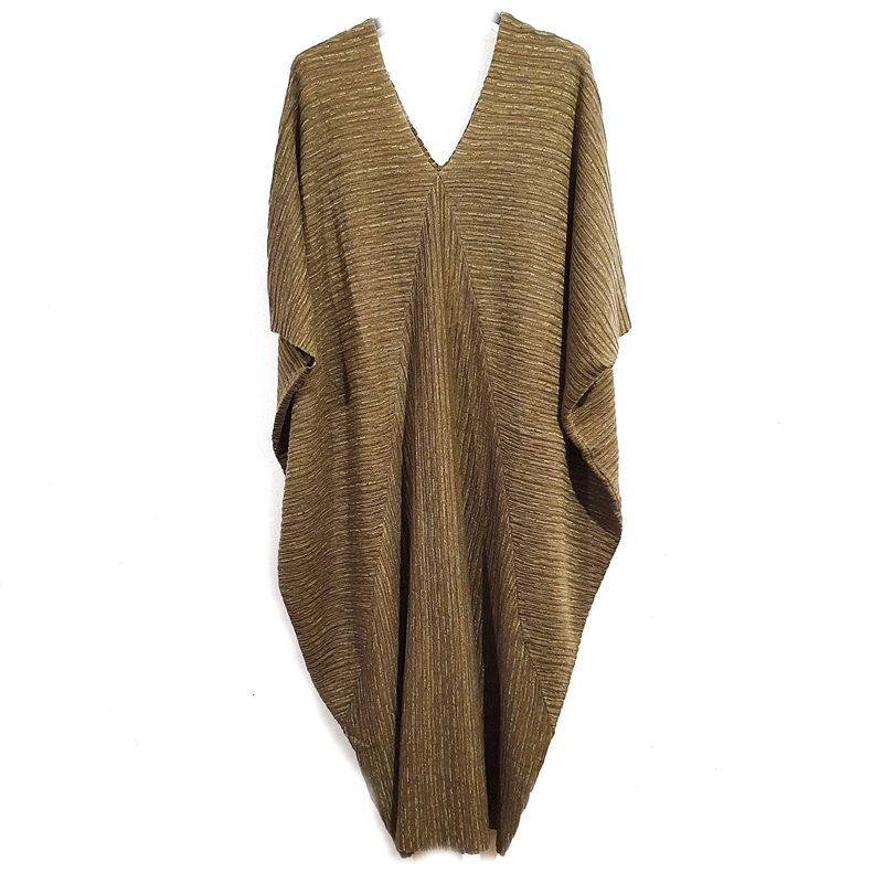 Dolga obleka iz volnene pletenine z bleščicami zelena