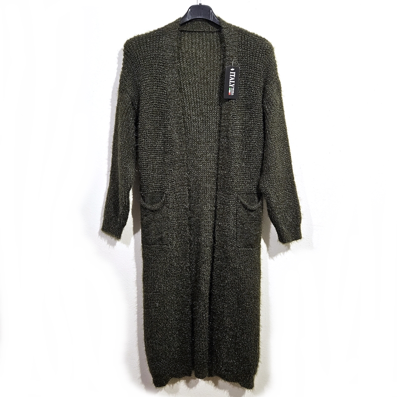 Dolga štrikana jopa zelena