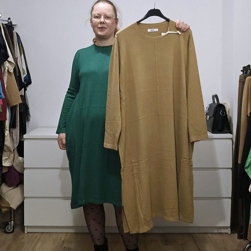 Pletena obleka balonček rjava