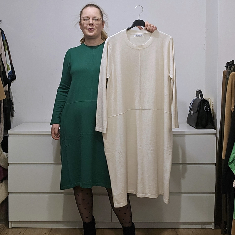 Pletena obleka balonček  krem