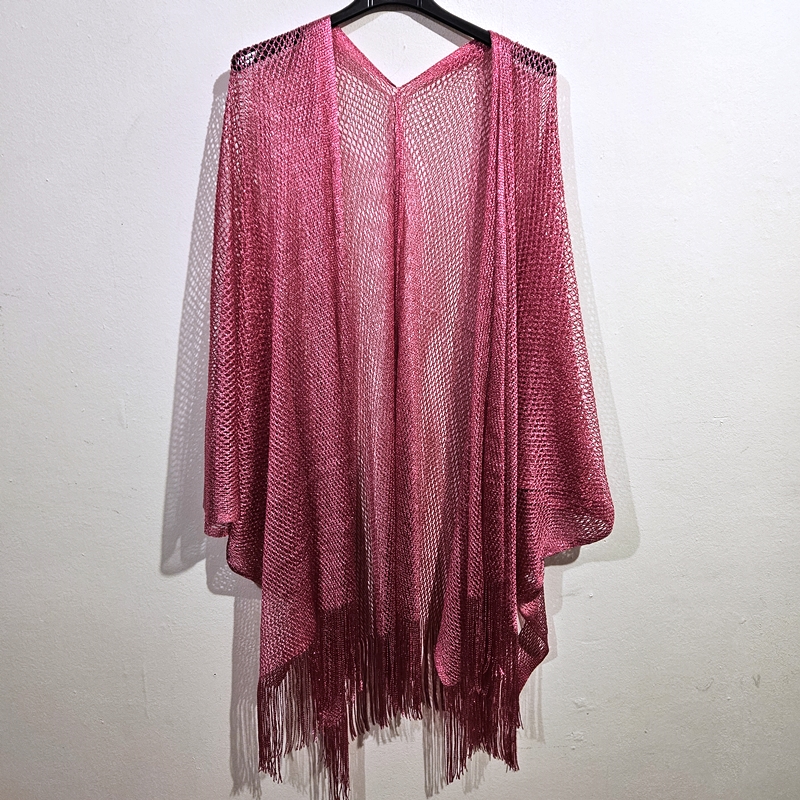 EXXTRA OVERSIZE mrežasta pončo jopa z bleščicami roza