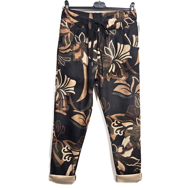 Pisane raztegljive hlače črne