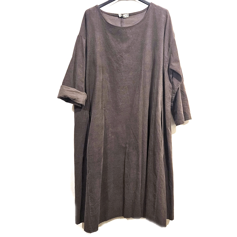 Žametna obleka z žepi rjava