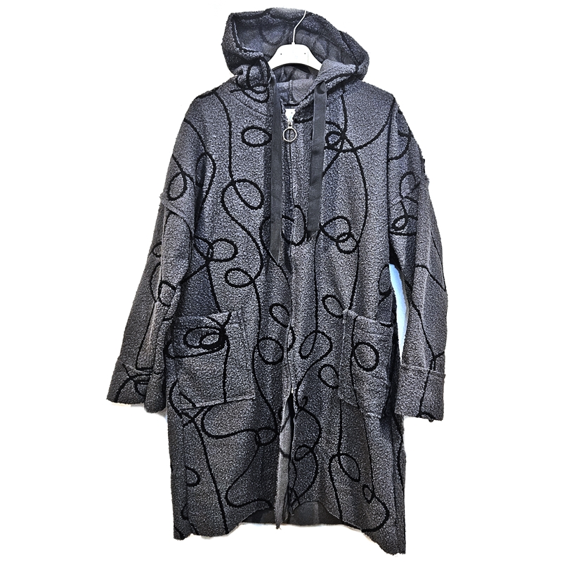 Jopa plašč z vzorčkom temno siv