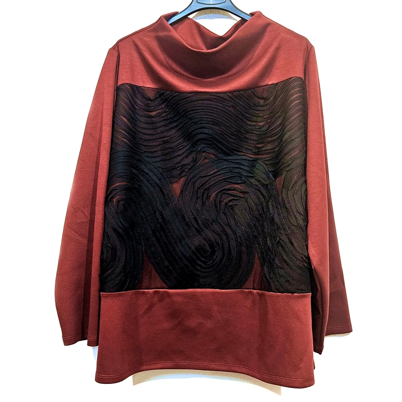 Premium pulover A kroj s črnim tilom temno rdeč