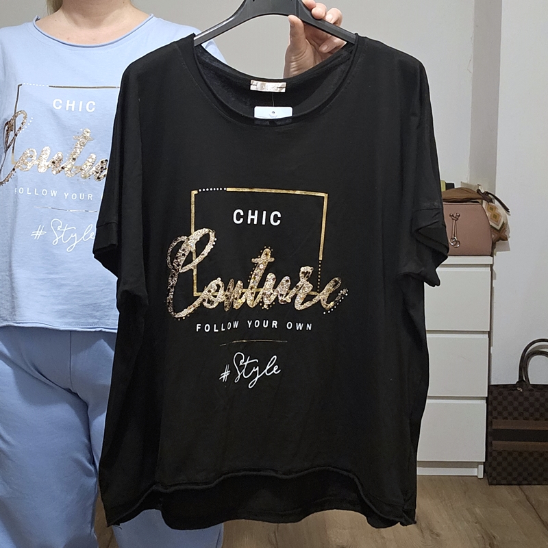 Majica s kratkimi rokavi CHIC COUTURE črna