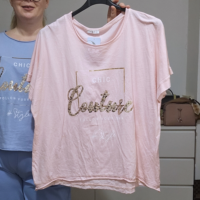 Majica s kratkimi rokavi CHIC COUTURE roza