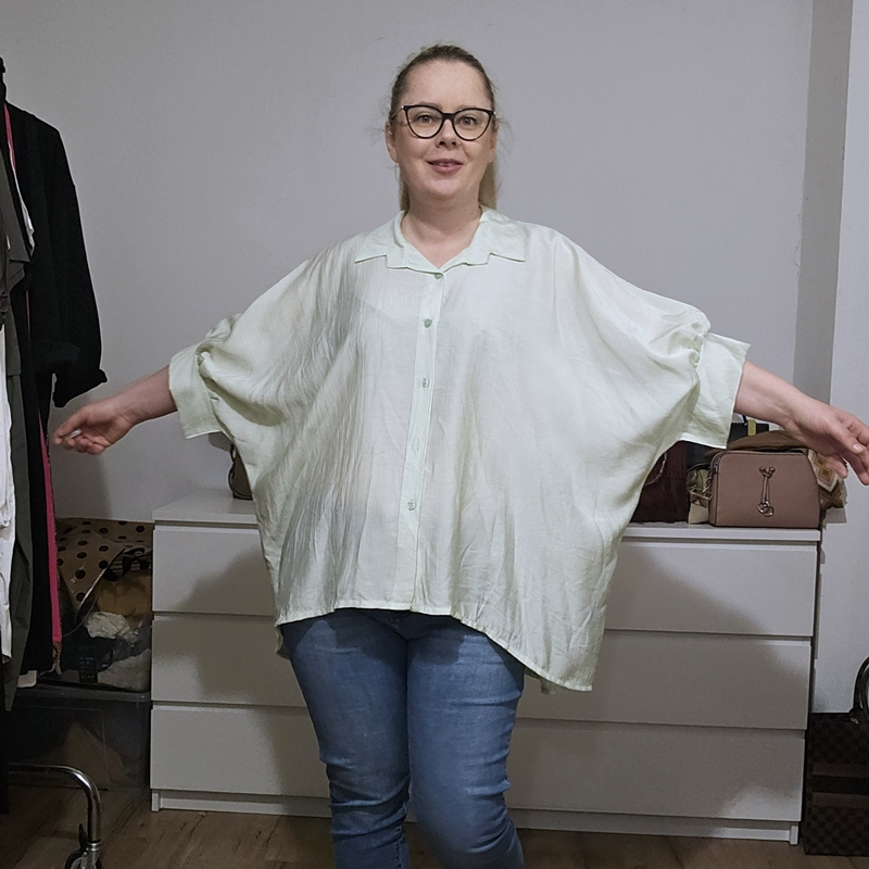 Oversized srajca s kratkimi rokavi svetlo zelena