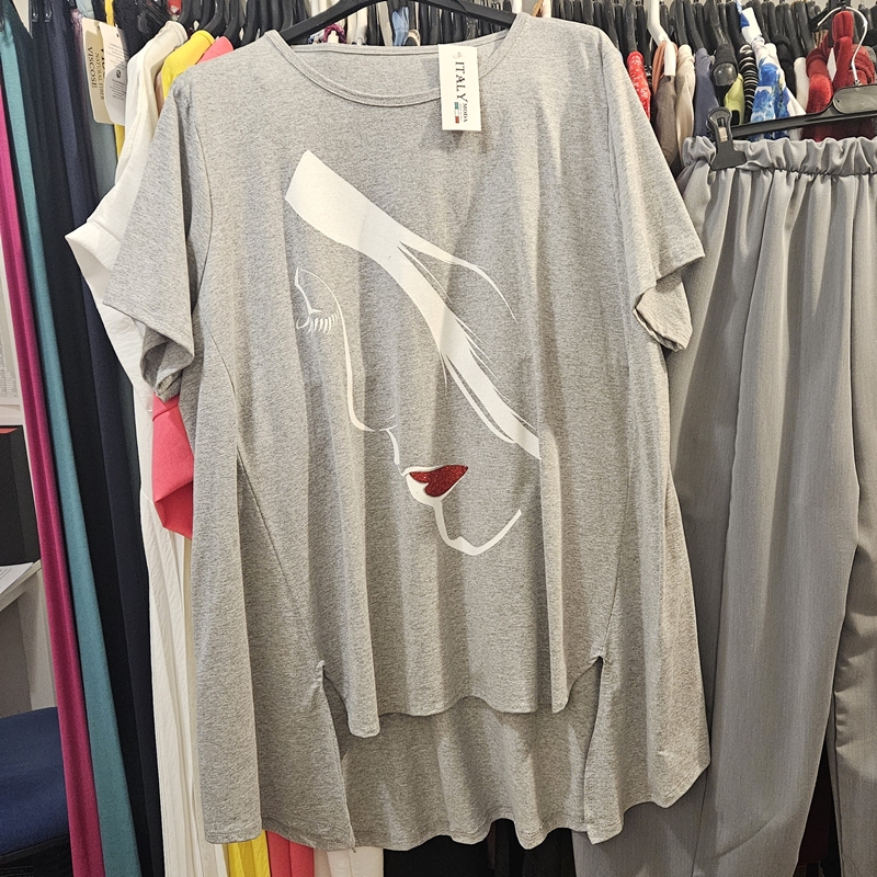 Bombažna tunika Faces siva